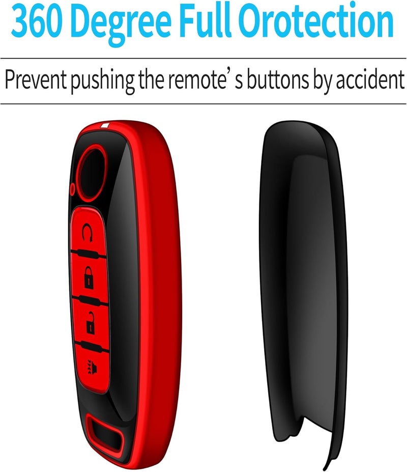 Tukellen for Nissan Key Fob Cover, Premium TPU Plated Case for 2023-2025 Pathfinder Rogue Ariya Versa Kicks Sentra Armada Murano Smart Remote Key Protector (Red, 4 Buttons-A) - Image 4